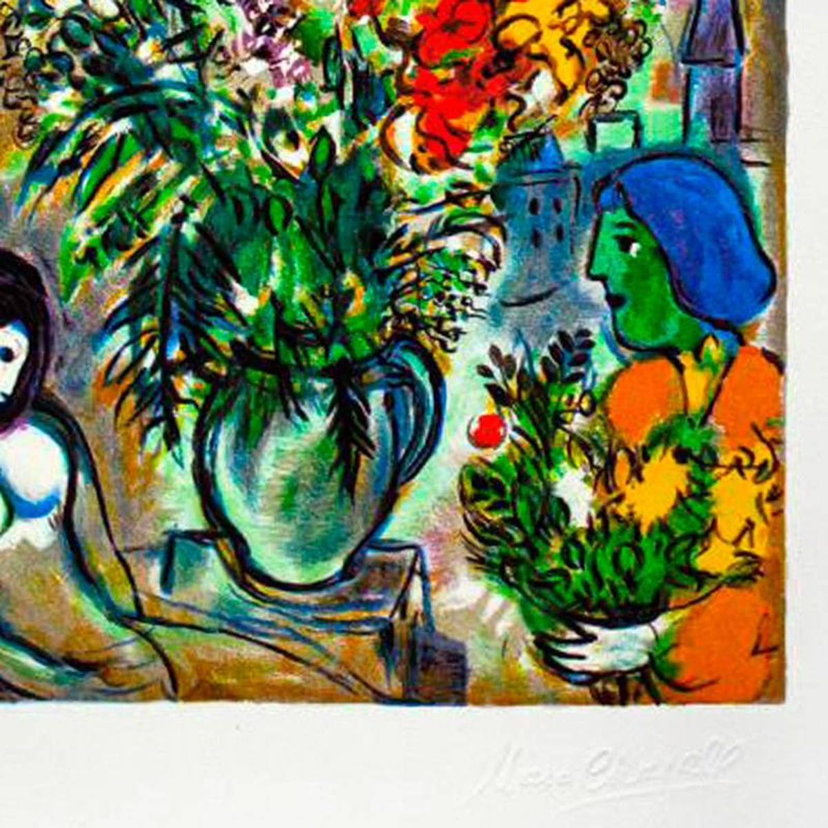 Marc Chagall (1887-1985), "L'offrande" Framed Limited Edition Serigraph with Letter of Authenticity.