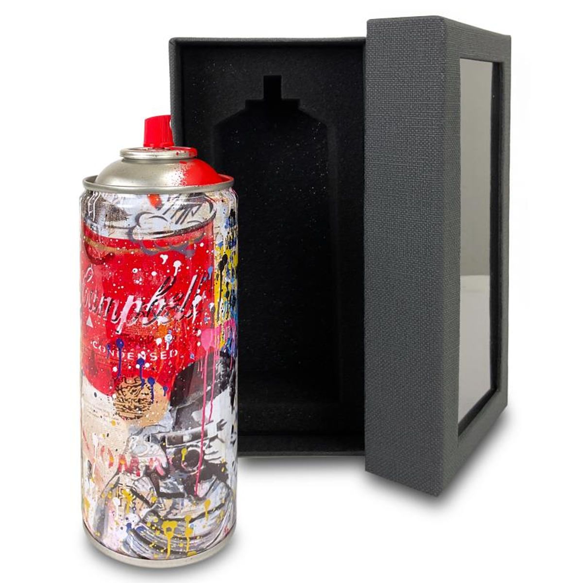 Mr. Brainwash, "Smile (Red)" Limited Edition Hand Painted Spray Can with Plate Signature.