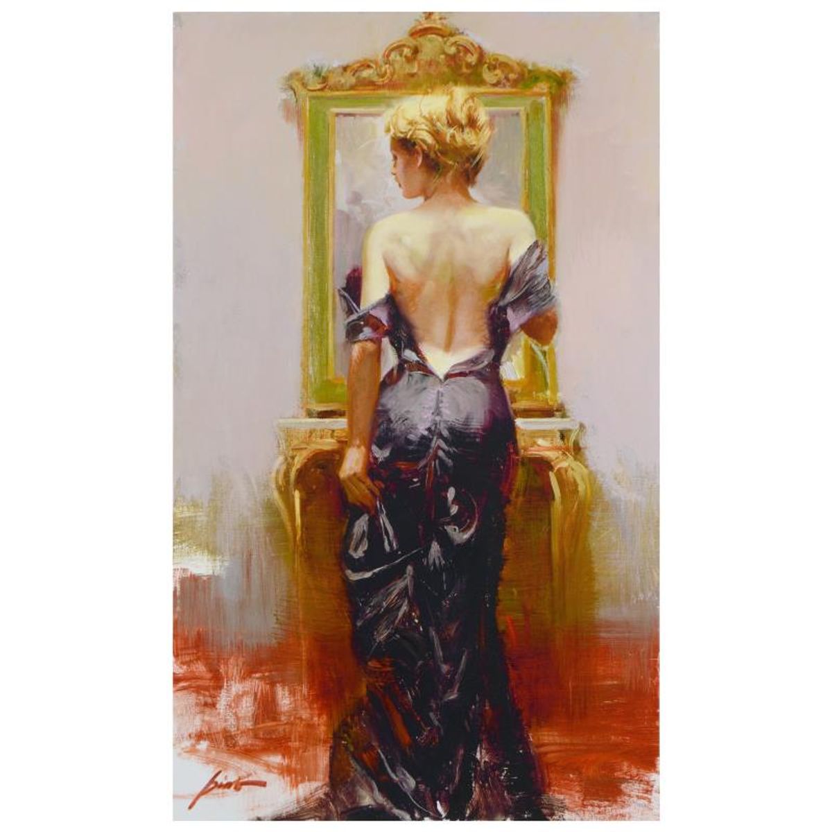 Pino (1939-2010), "Evening Elegance" Limited Edition Hand Embellished Giclee on Canvas. Numbered and Hand Signed with Certificate of Authenticity.