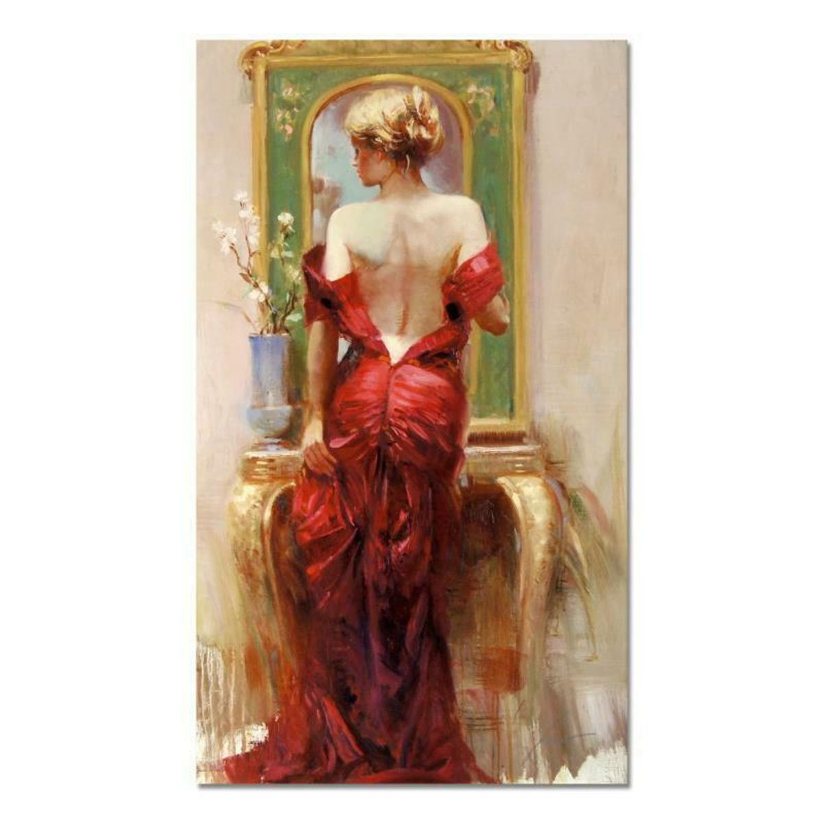 Pino (1939-2010), "Elegant Seduction" Hand Embellished Limited Edition on Canvas (24" x 40"), Numbered and Hand Signed with Certificate of Authenticity.