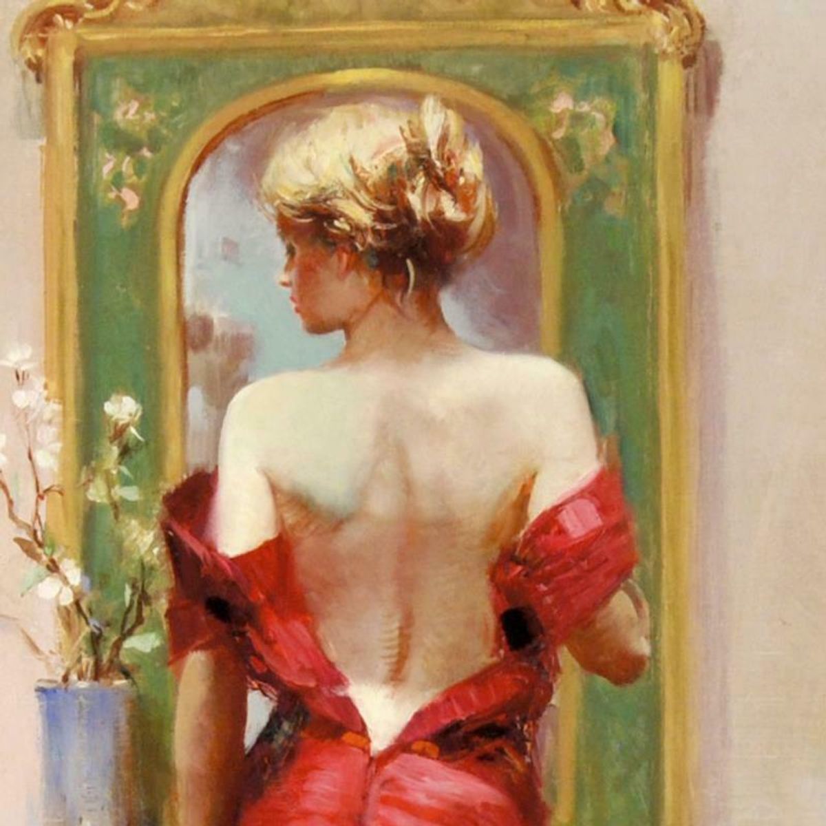 Pino (1939-2010), "Elegant Seduction" Hand Embellished Limited Edition on Canvas (24" x 40"), Numbered and Hand Signed with Certificate of Authenticity.