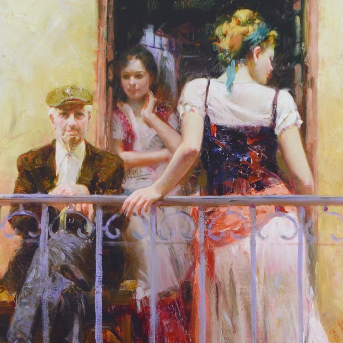 Pino (1939-2010), "Family Time" Limited Edition Hand Embellished Giclee on Canvas. Numbered and Hand Signed with Certificate of Authenticity.
