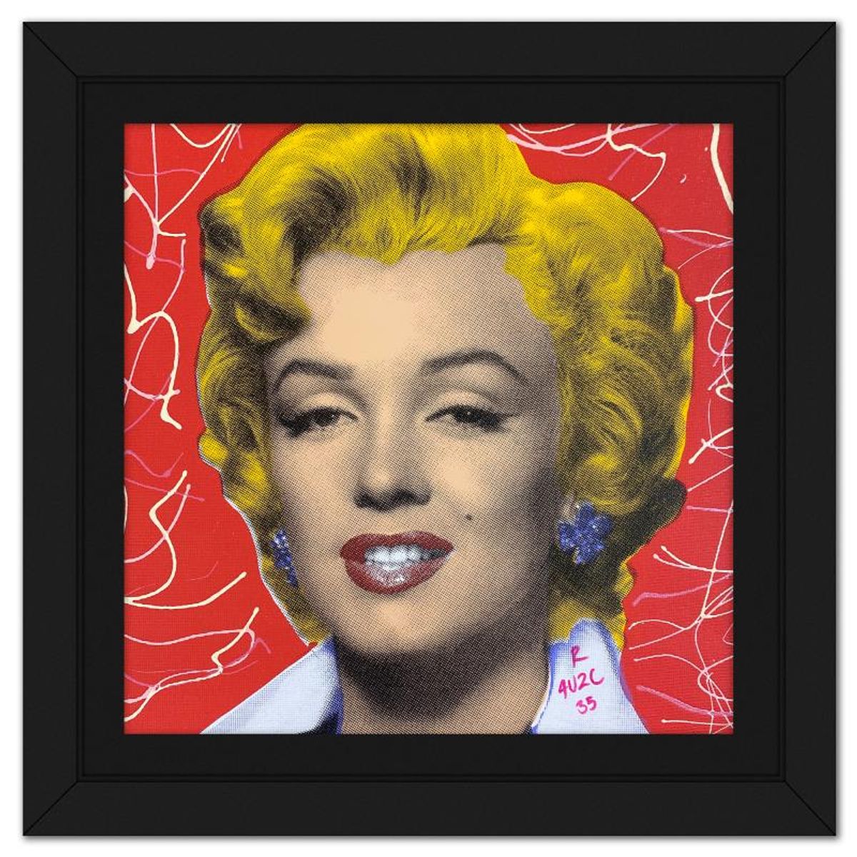 "Ringo" Daniel Funes, "Marilyn Classic" Framed One-of-a-Kind Mixed Media on Canvas, Hand Signed with Letter of Authenticity.