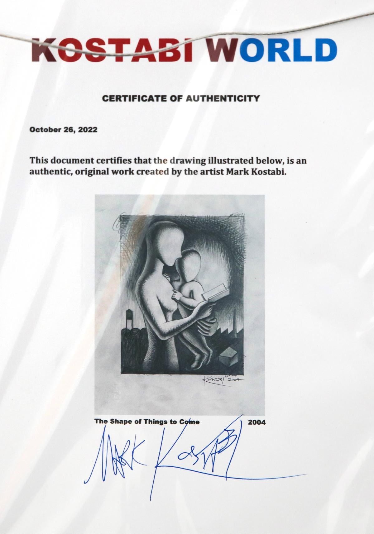 Mark Kostabi- Original Drawing on Paper "The Shape of Things to Come"