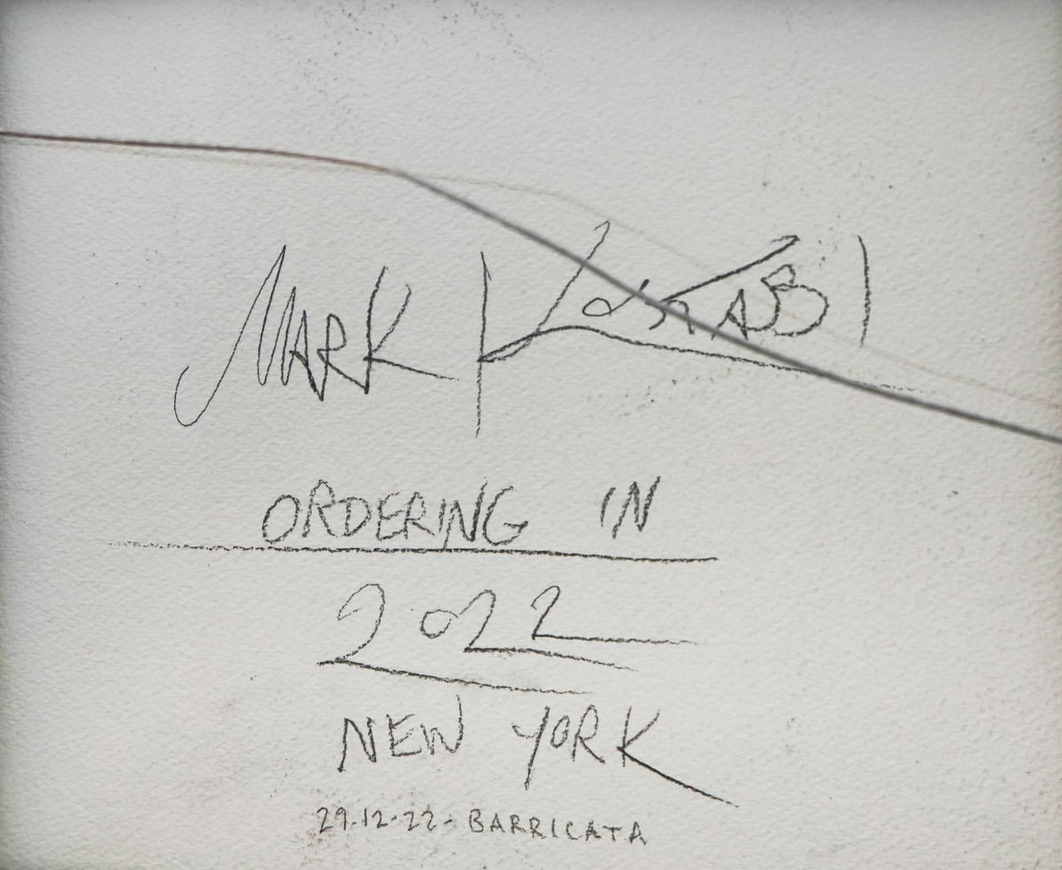 Mark Kostabi- Original Mixed Media on Paper "Ordering In"