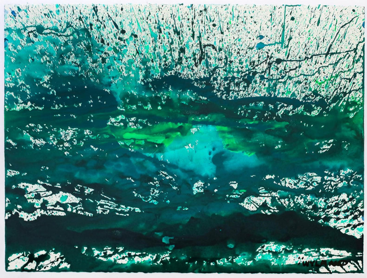 Wyland- Original Watercolor Painting on Deckle Edge Paper "Abstract"