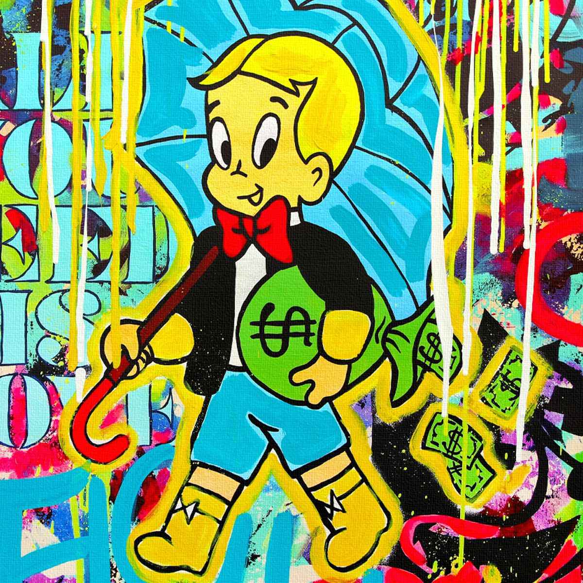 Nastya Rovenskaya- Mixed Media on Canvas "Saint of Neon Light"