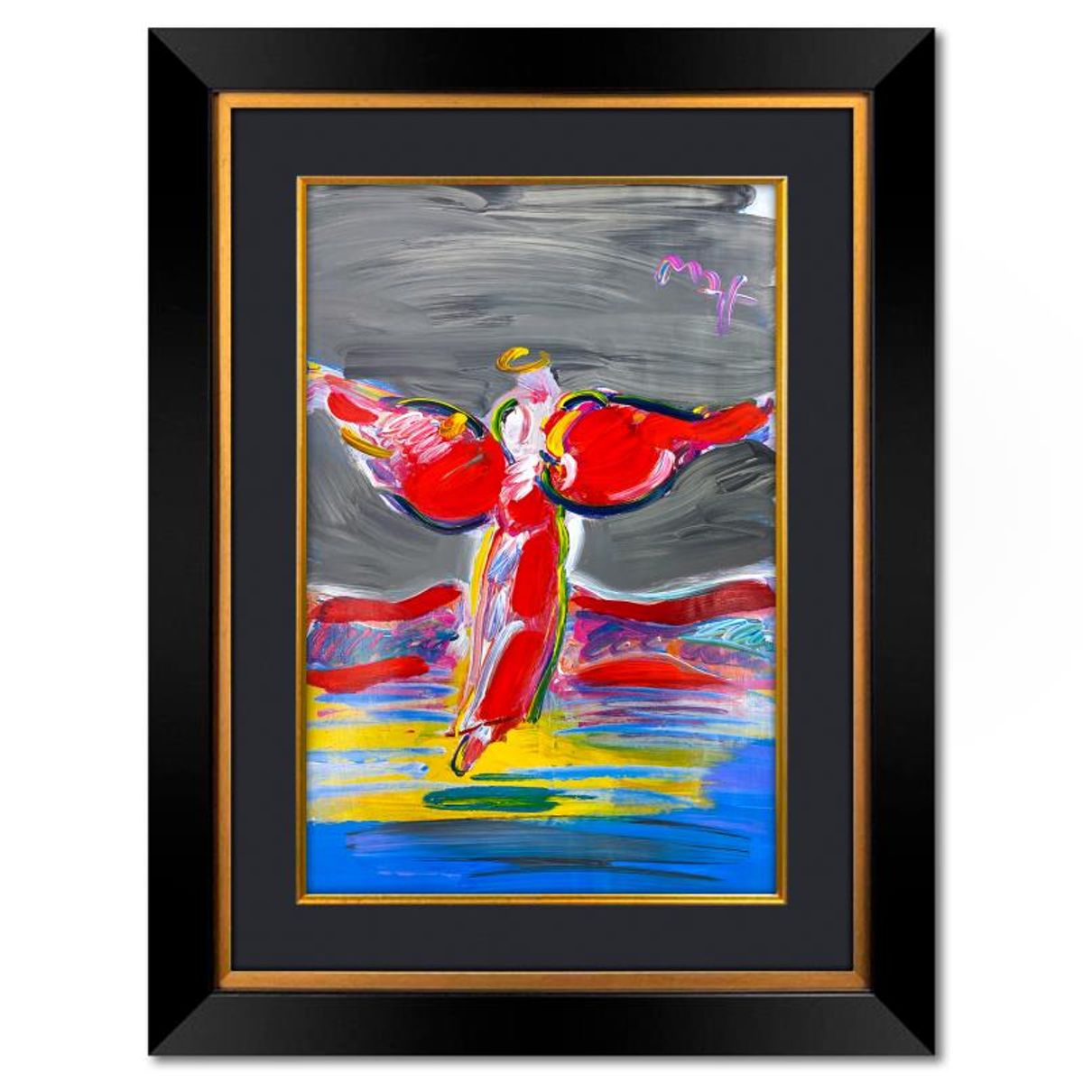Peter Max (1937-2026), "Ascending Angel" Framed One-of-a-Kind Mixed Media, Hand Signed with Registration Number Certifying Authenticity.