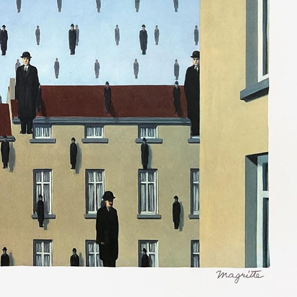 Rene Magritte 1898-1967 (After), "Golconde" Framed Limited Edition Lithograph, Estate Signed and Numbered 20/275 with Certificate of Authenticity.