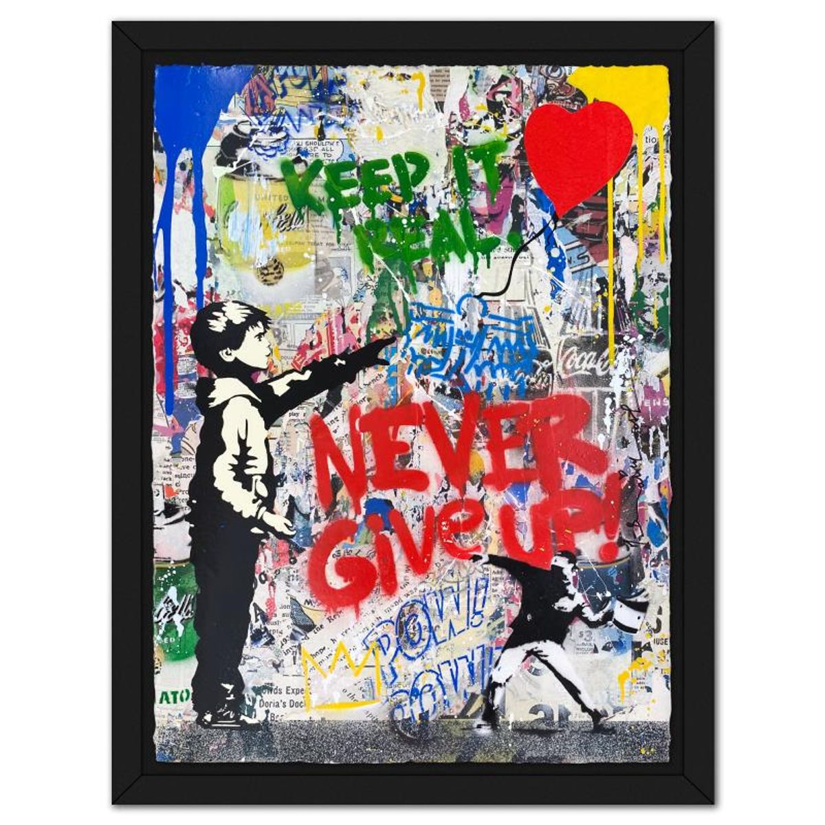 Mr. Brainwash, "Balloon Boy" Framed Mixed Media Original, Hand Signed with Certificate of Authenticity.
