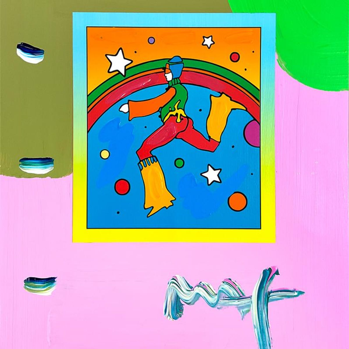 Peter Max (1937-2026), "Cosmic Jumper" Framed One-of-a-Kind Acrylic Mixed Media, Hand Signed with Registration Number Certifying Authenticity