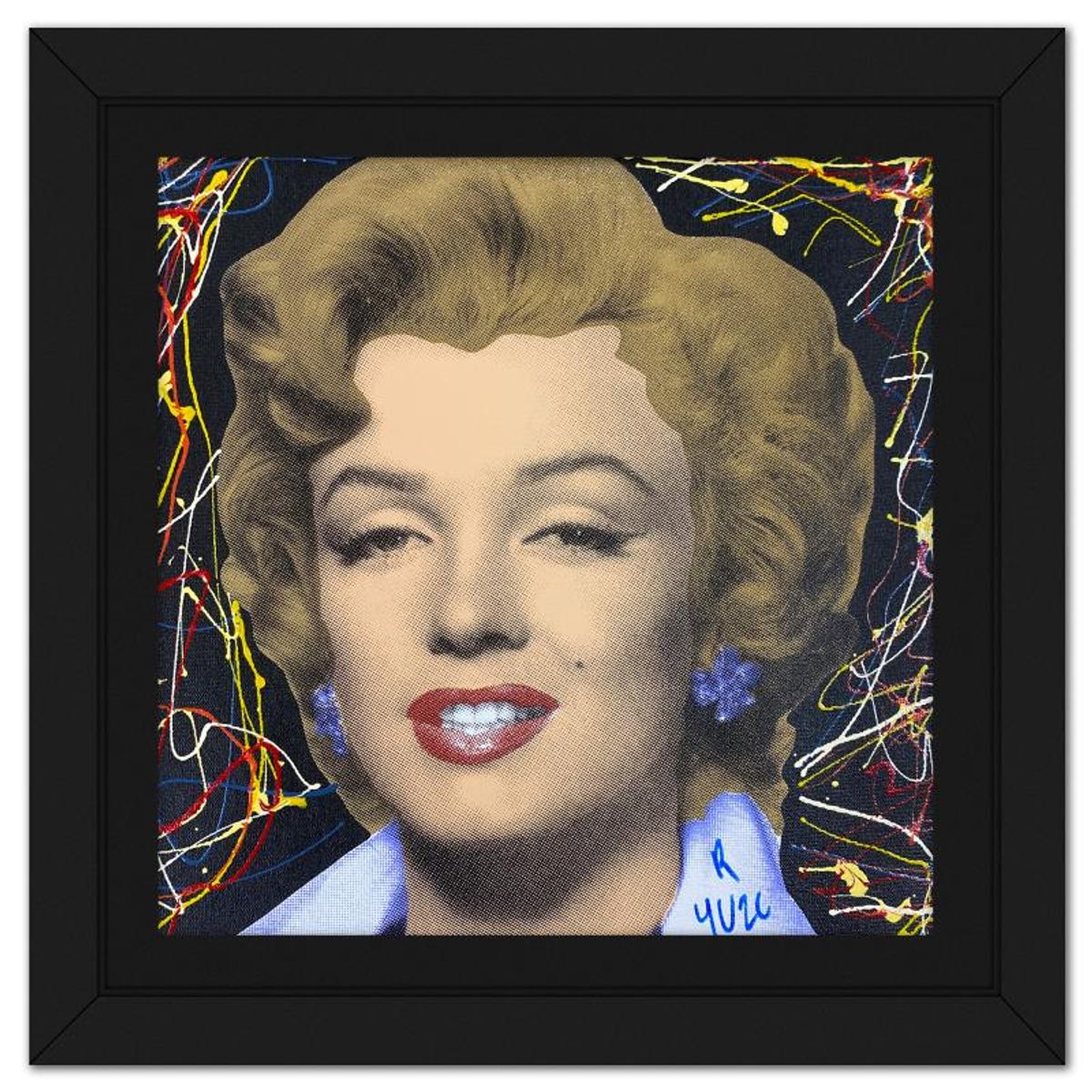 "Ringo" Daniel Funes, "Marilyn Classic" Framed One-of-a-Kind Mixed Media on Canvas, Hand Signed with Letter of Authenticity.