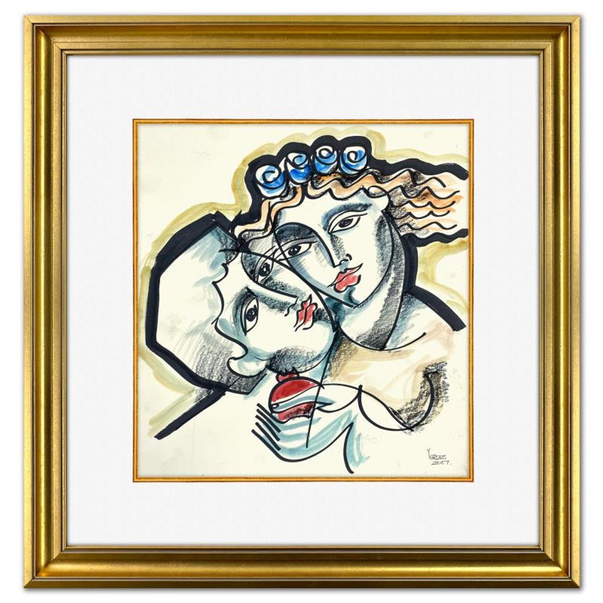 Yuroz, Framed Original Painting, Hand Signed with Letter of Authenticity.