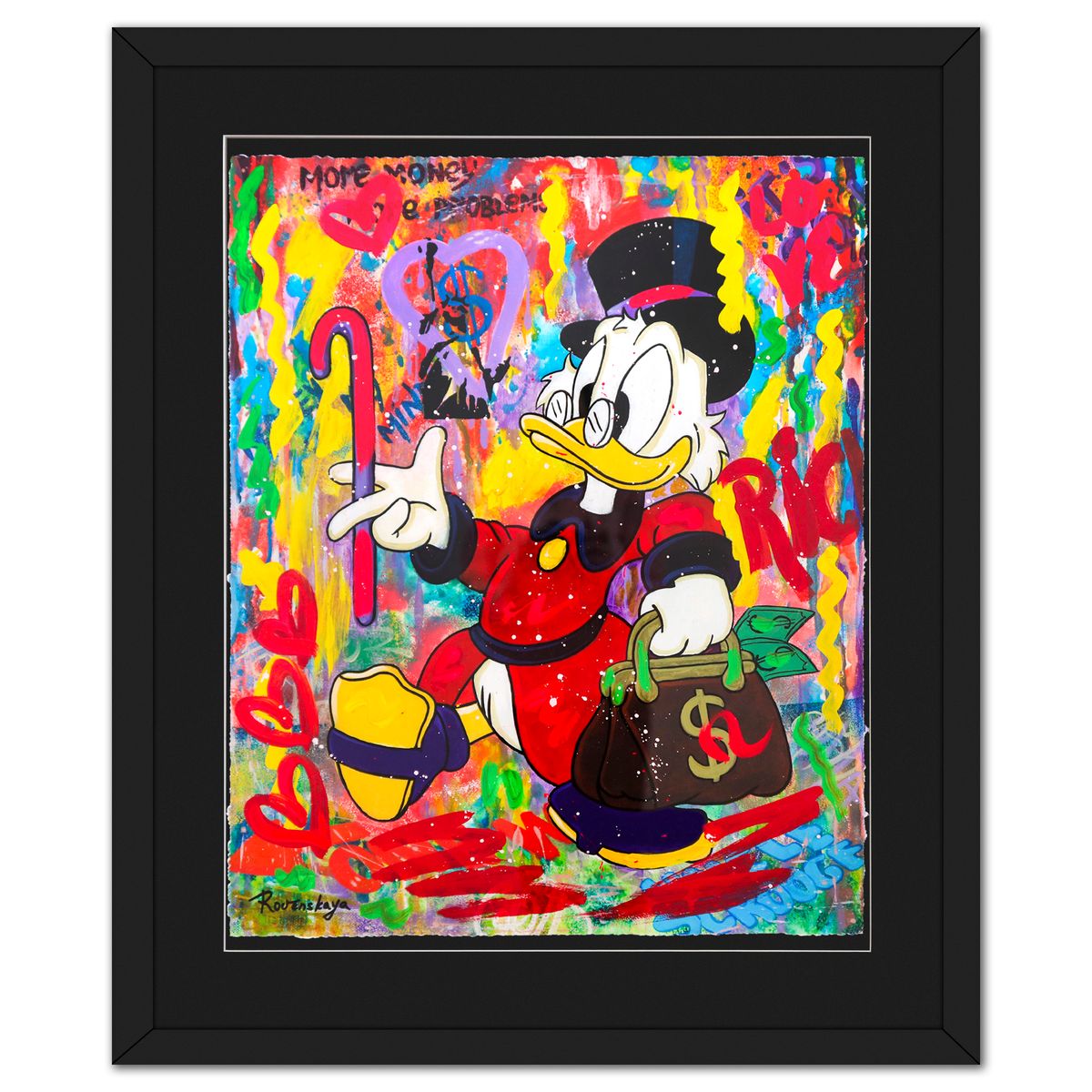 Nastya Rovenskaya- Original Mixed Media on Deckle Edge Paper "Uncle Scrooge"