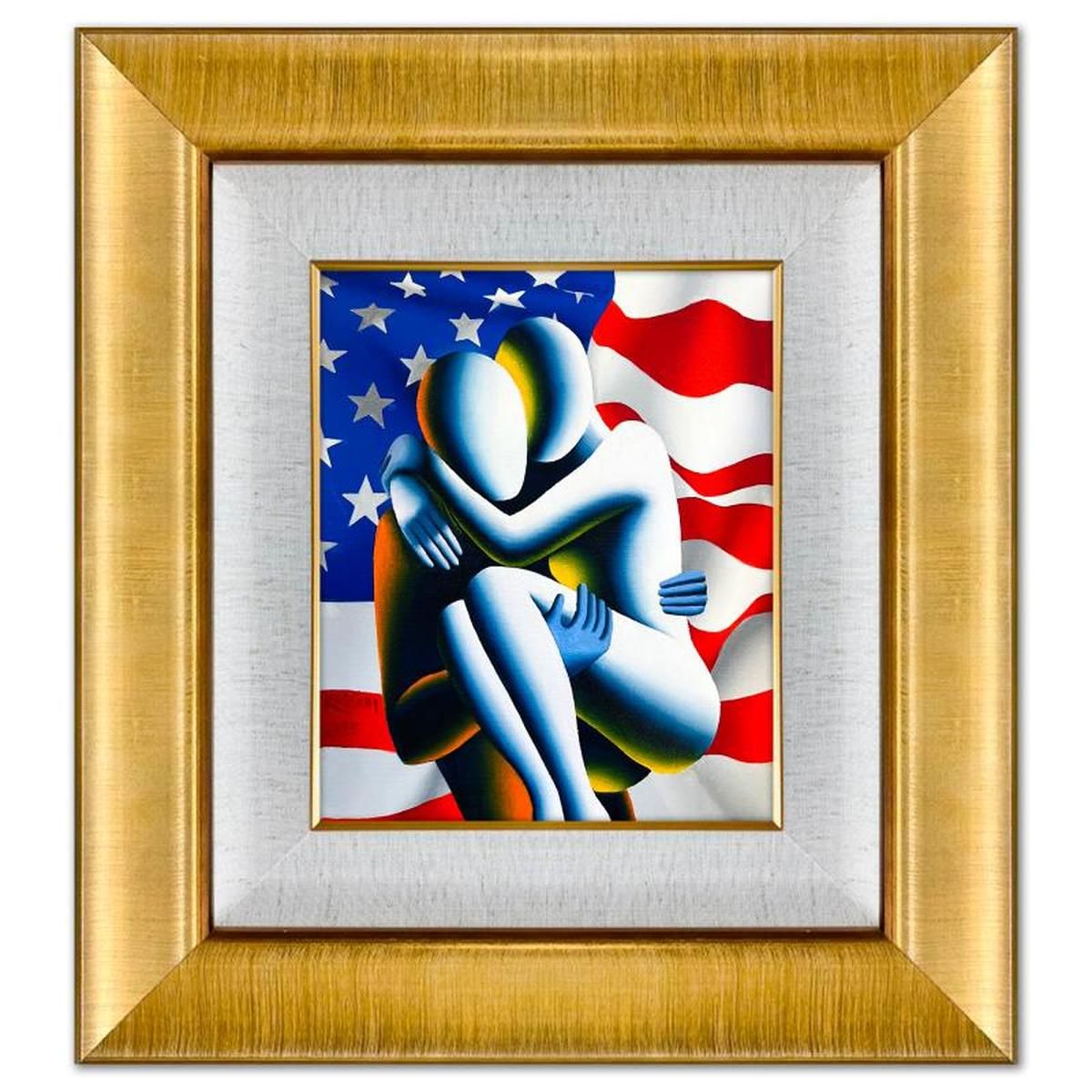 Mark Kostabi, "Saving Grace" Framed Original Oil Painting on Canvas, Hand Signed with a Certificate of Authenticity.