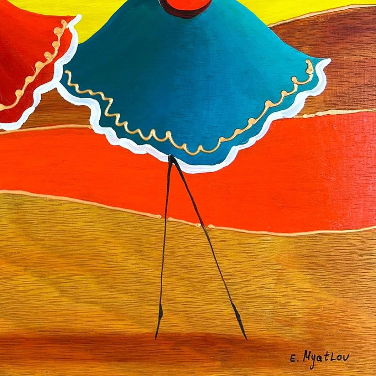 Ester Myatlov, Hand Signed Original Painting on Wood Panel with Letter of Authenticity.