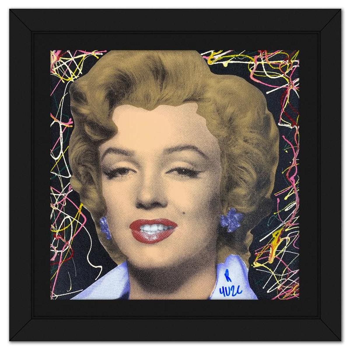 "Ringo" Daniel Funes, "Marilyn Classic" Framed One-of-a-Kind Mixed Media on Canvas, Hand Signed with Letter of Authenticity.
