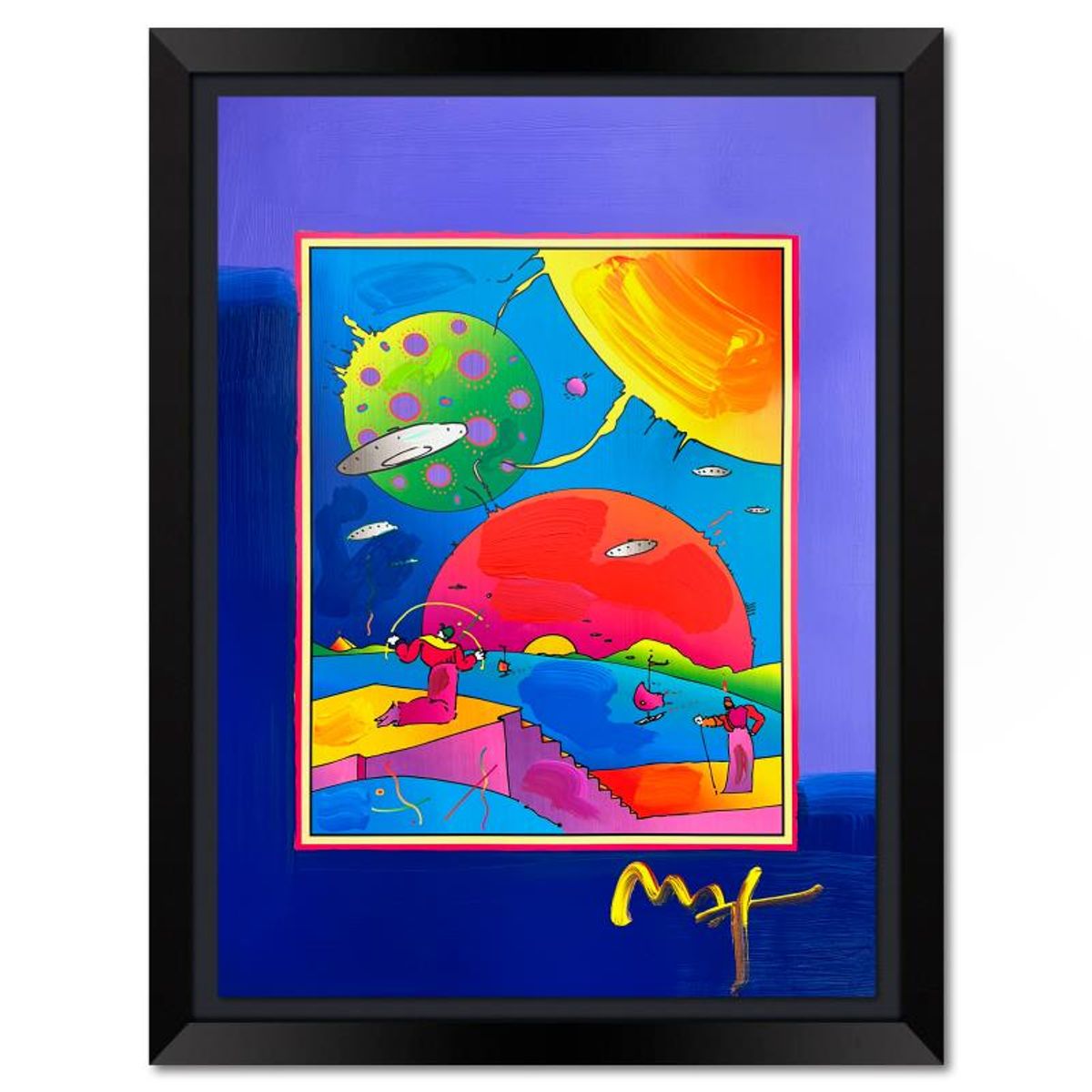 Peter Max (1937-2026), "Year 2250" Framed One-of-a-Kind Mixed Media, Hand Signed with Registration Number Certifying Authenticity.