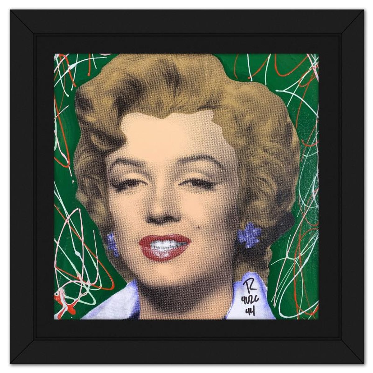 "Ringo" Daniel Funes, "Marilyn Classic" Framed One-of-a-Kind Mixed Media on Canvas, Hand Signed with Letter of Authenticity.