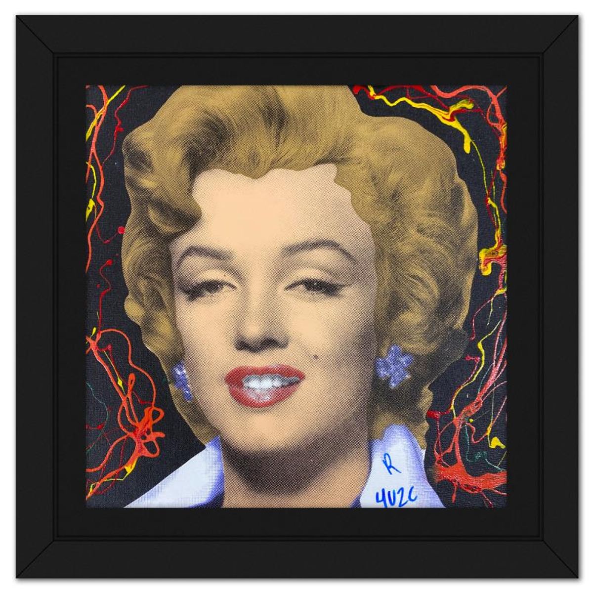 "Ringo" Daniel Funes, "Marilyn Classic" Framed One-of-a-Kind Mixed Media on Canvas, Hand Signed with Letter of Authenticity.