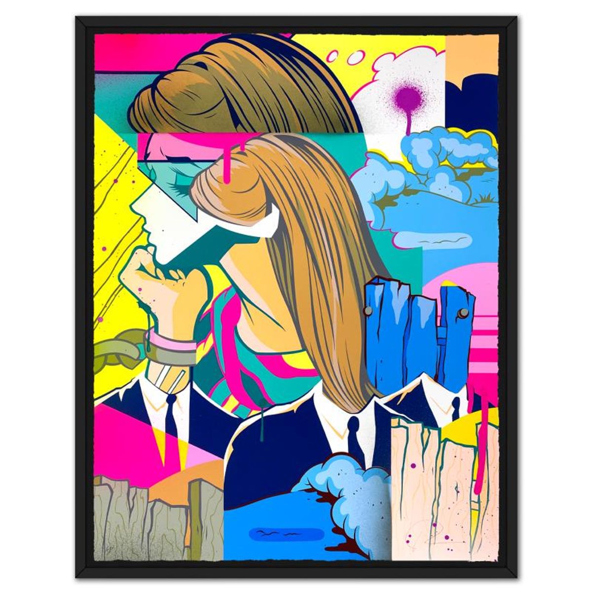 POSE, "Bound 2" Framed Hand Embellished Limited Edition Artist Proof, Hand Signed with Letter of Authenticity