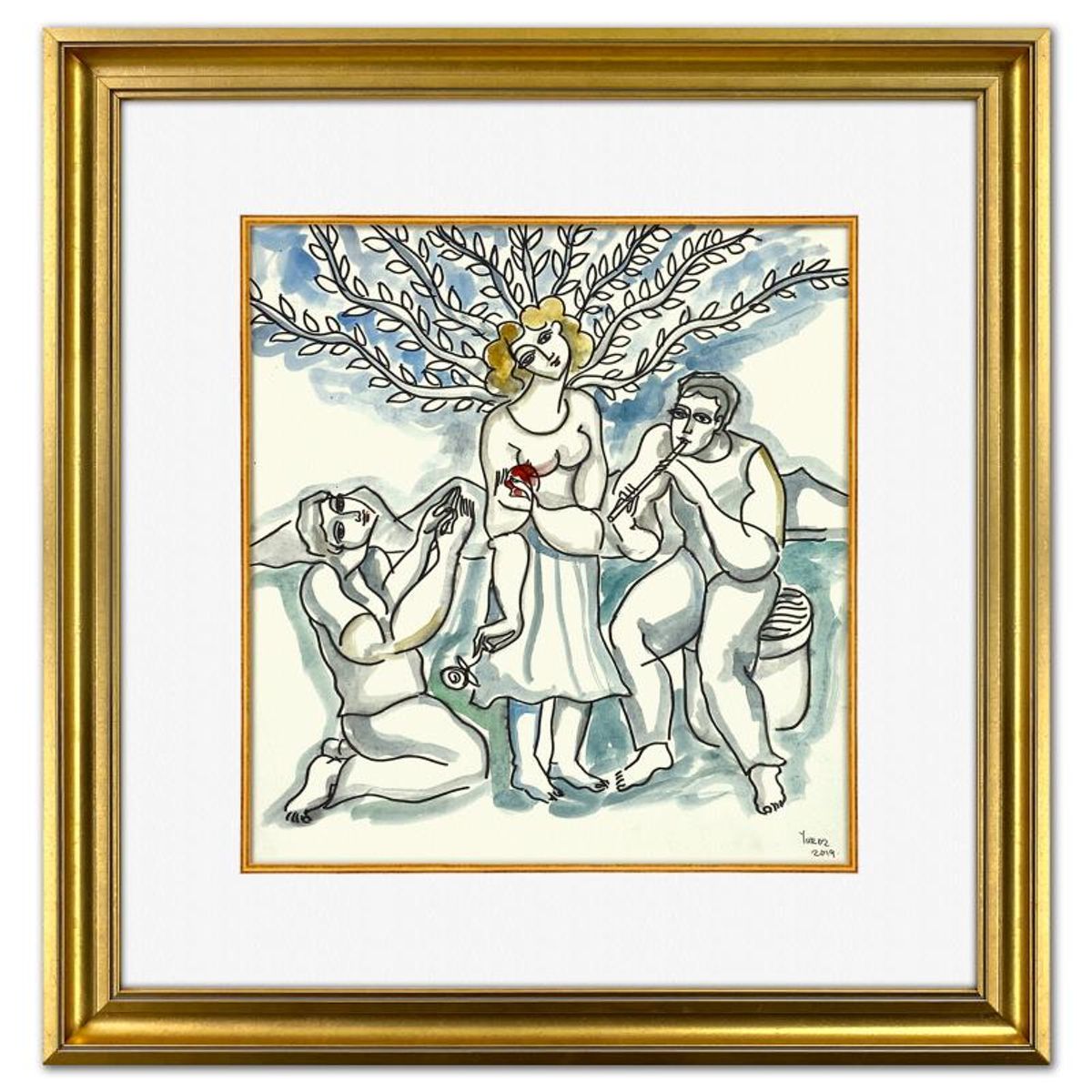 Yuroz, Framed Original Painting, Hand Signed with Letter of Authenticity.
