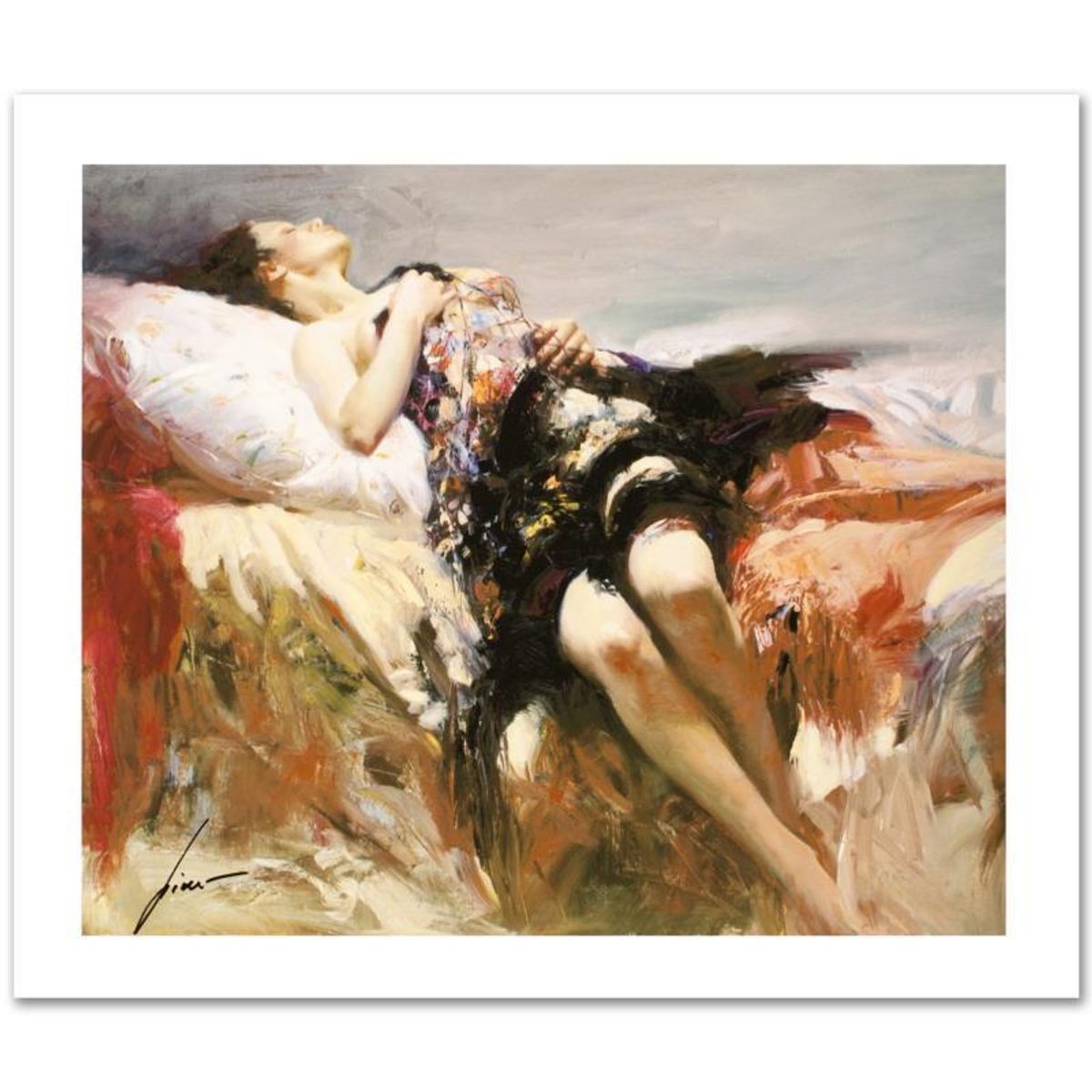 Pino (1939-2010), "Sensuality" Limited Edition on Canvas, Numbered 31/500 and Hand Signed with Certificate of Authenticity.