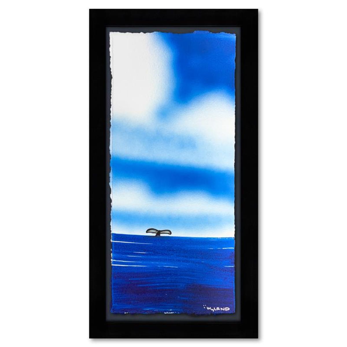 Wyland, "Fluke" Framed, Hand Signed Original Painting with Letter of Authenticity.