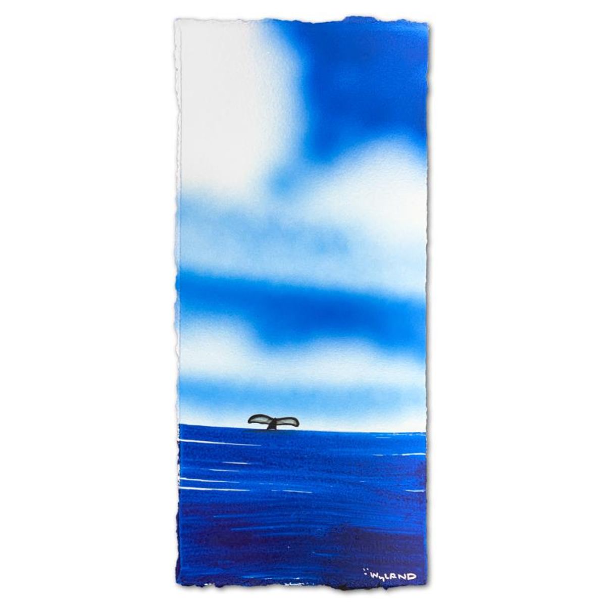 Wyland, "Fluke" Framed, Hand Signed Original Painting with Letter of Authenticity.