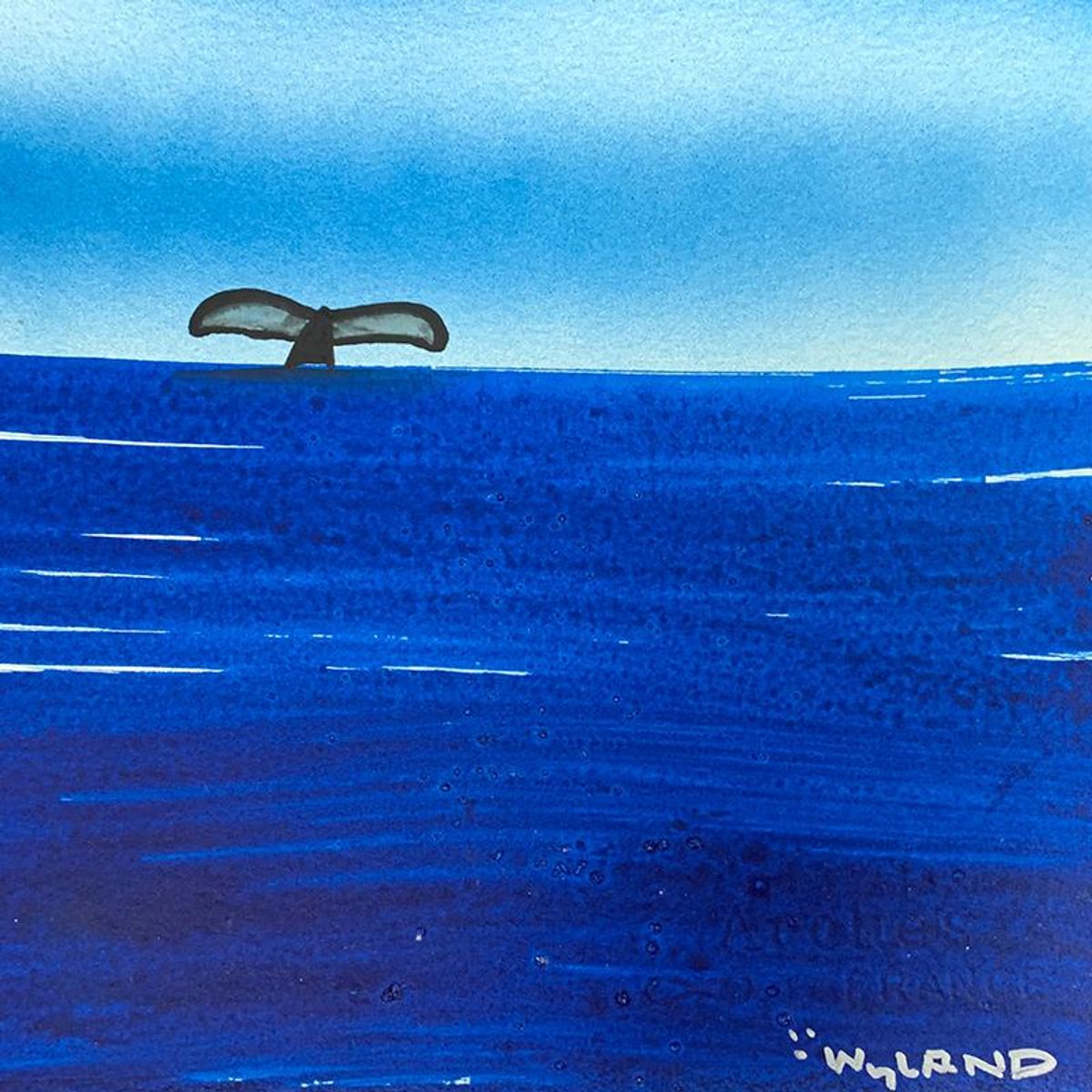 Wyland, "Fluke" Framed, Hand Signed Original Painting with Letter of Authenticity.