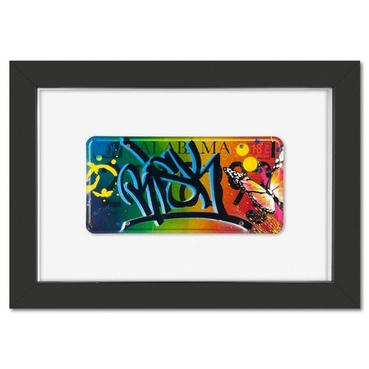 RISK, "License Plate" Framed Mixed Media Original with Letter Authenticity