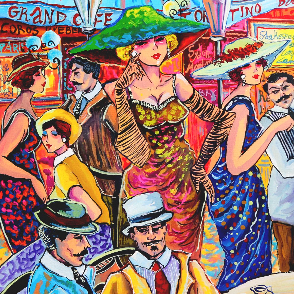 Patricia Govezensky- Original Watercolor "Grand Cafe Society"