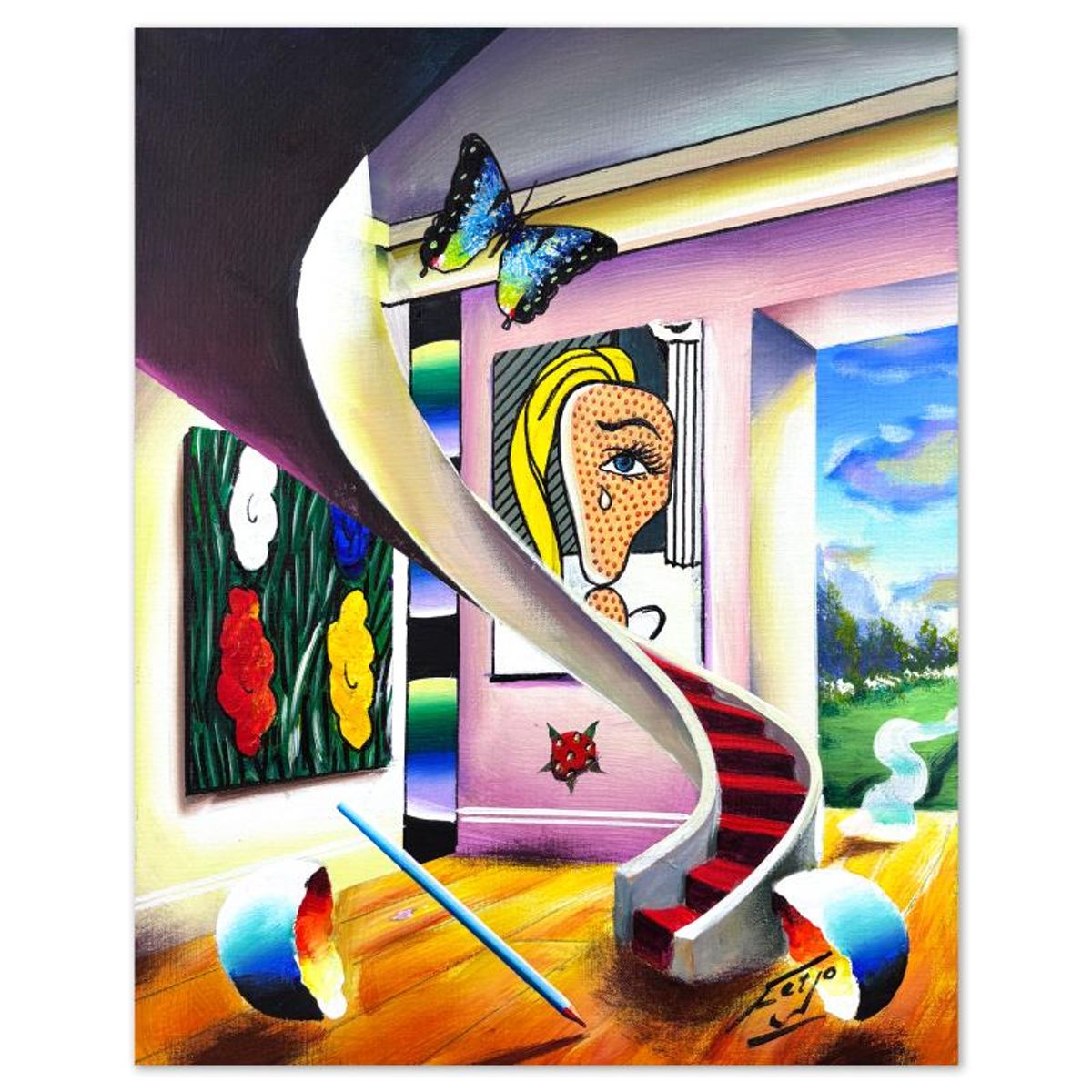 Ferjo, Original Acrylic Painting on Canvas, Hand Signed with Letter of Authenticity.