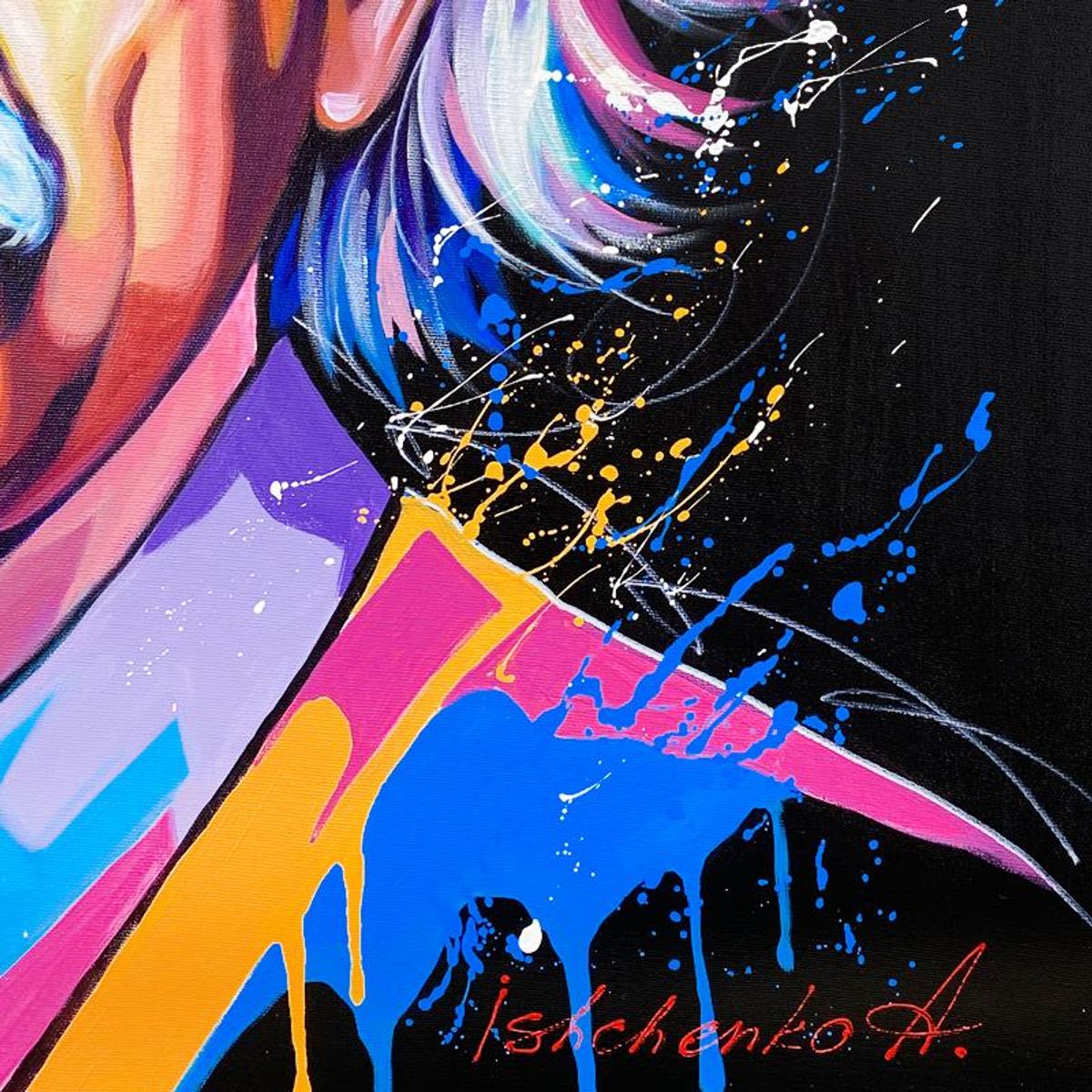 Alexander Ishchenko, "Einstein" Original Acrylic Painting on Canvas, Hand Signed with Letter Authenticity.