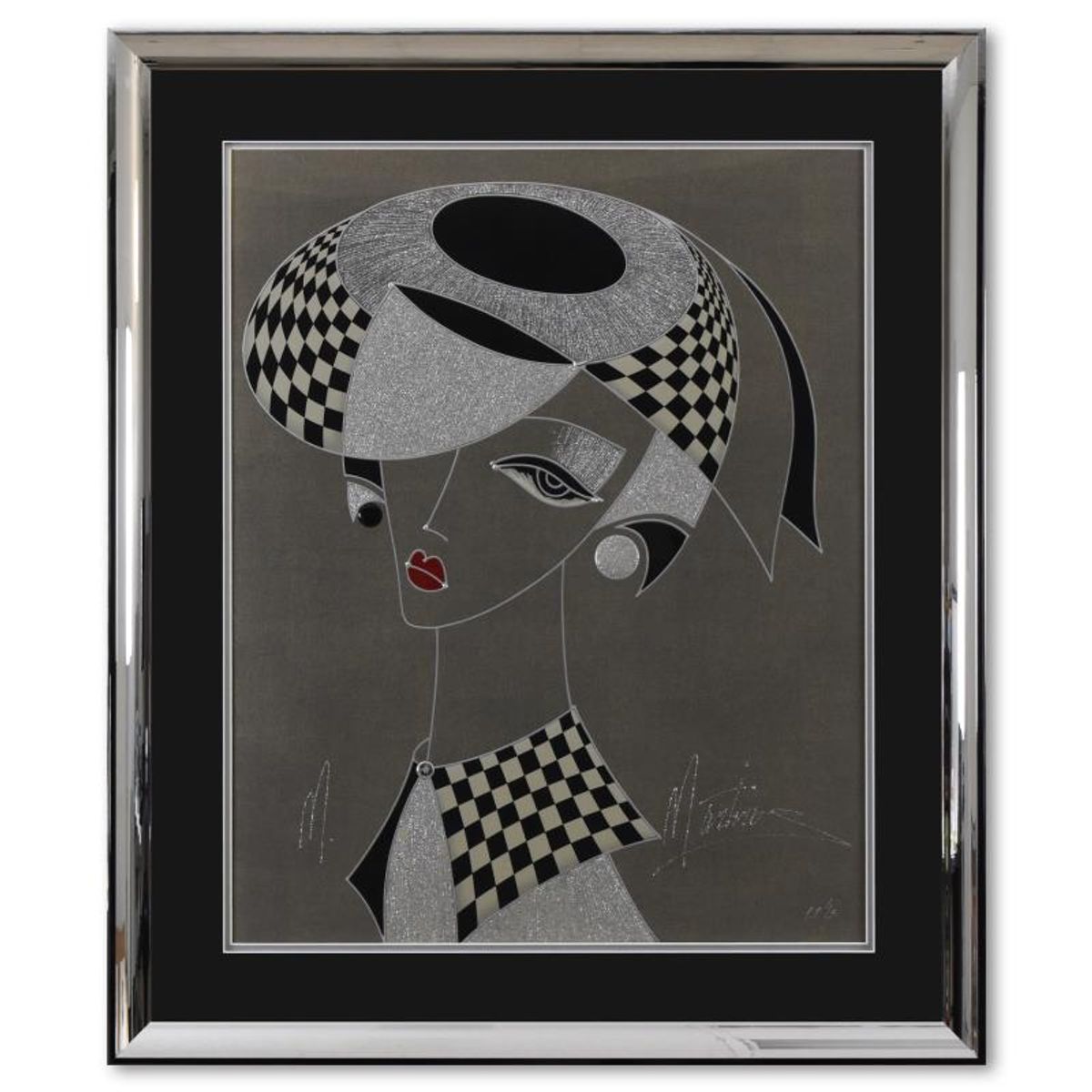 Martiros Manoukian, "Wistful Elegance" Framed Limited Edition Mixed Media Silkscreen, PP Numbered 1/15 and Hand Signed with Letter of Authenticity.