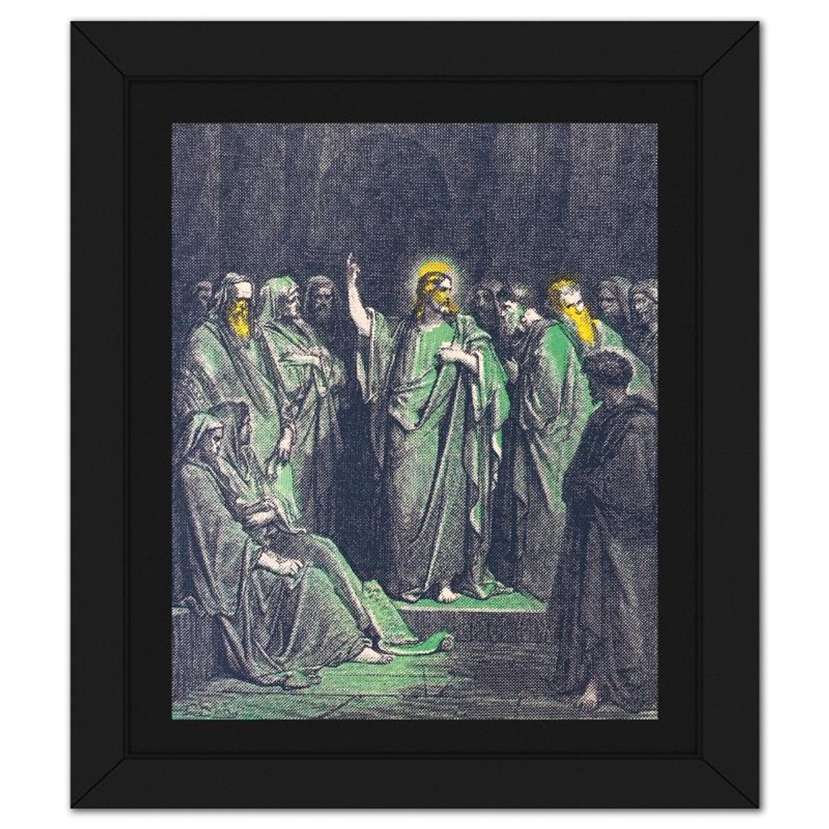 Steve Kaufman (1960-2010), "Jesus in the Temple" Framed Hand Embellished Limited Edition Silscreen, Numbered 4/50 Inverso and Hand Signed with Letter of Authenticity