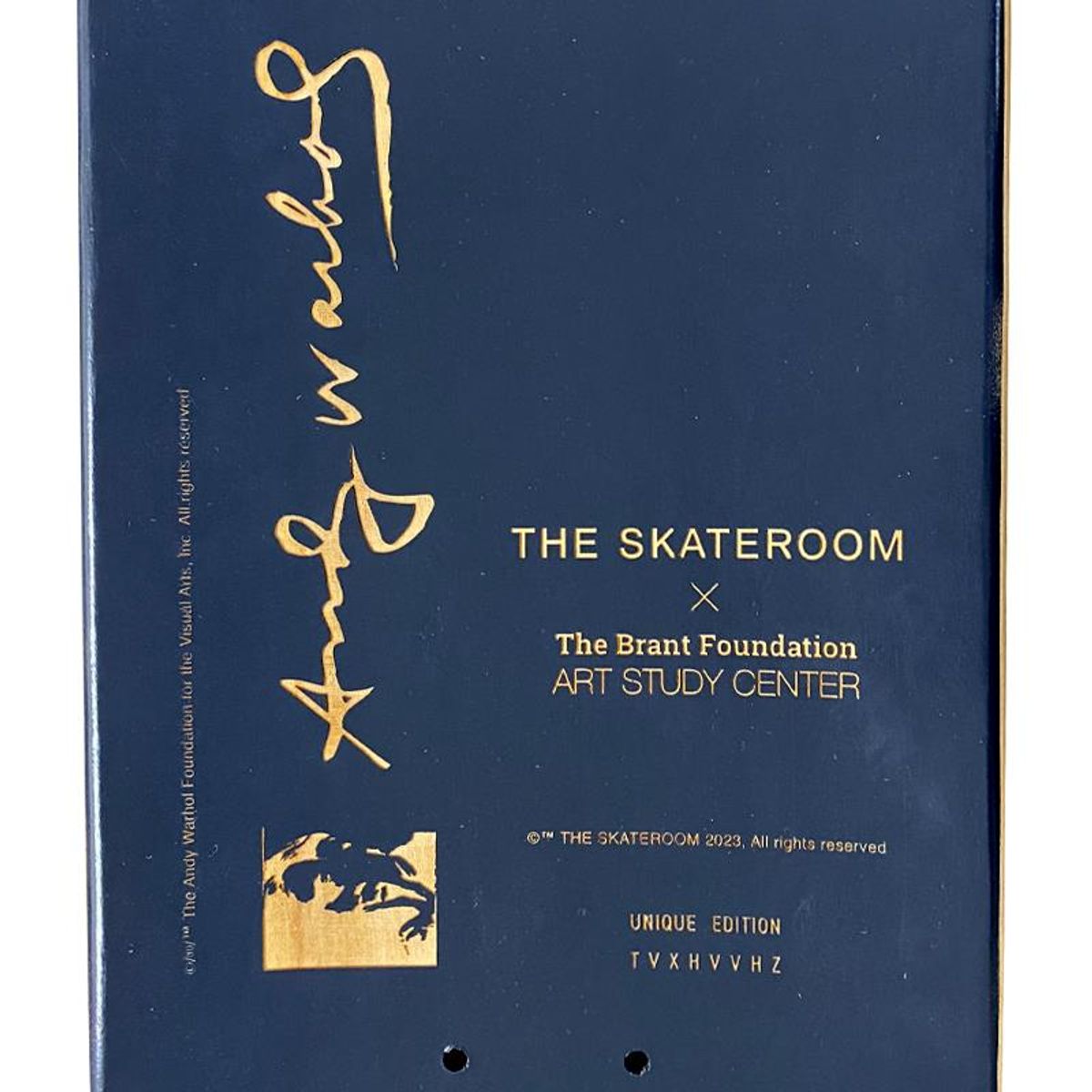 Andy Warhol (1928-1987), "Self Portrait (Black)" Framed Unique Edition Skateboard, Plate Signed with Letter of Authenticity.