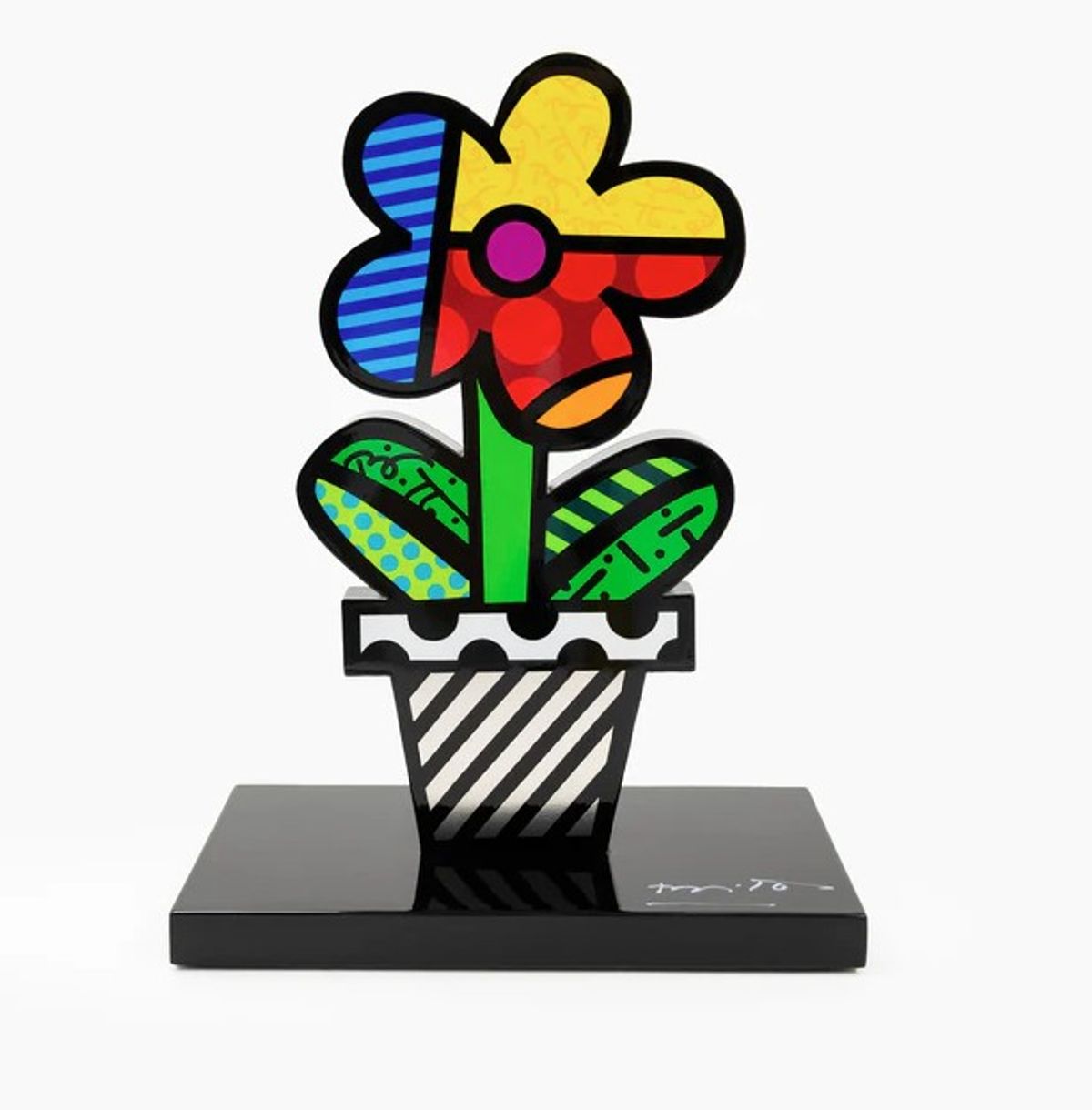 Romero Britto- Resin Sculpture with Hand Embellishments "Flower Pot"