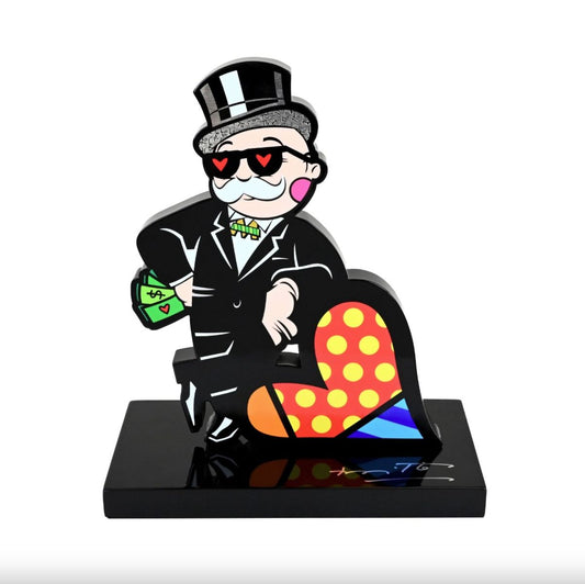 Romero Britto- Resin Sculpture with Hand Embellishments "Mr. Monopoly"