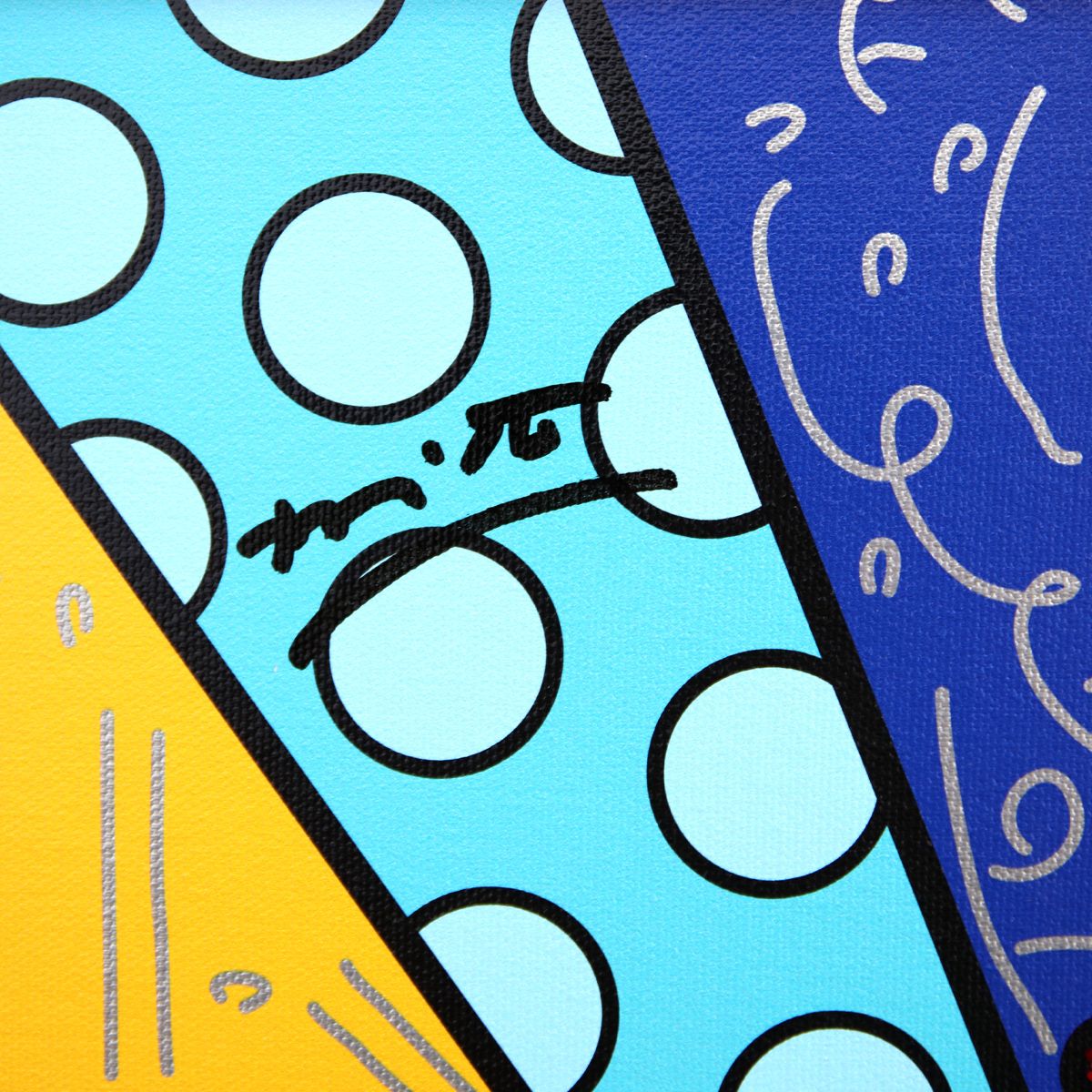 Romero Britto- Print on canvas with Diamond Dust hand embellishments "Let’s Celebrate"