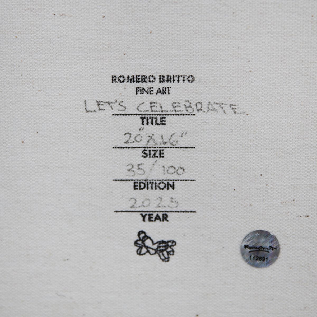 Romero Britto- Print on canvas with Diamond Dust hand embellishments "Let’s Celebrate"