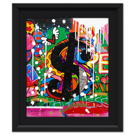 Romero Britto- Original Mixed Media on Canvas "SHOW ME THE MONEY"
