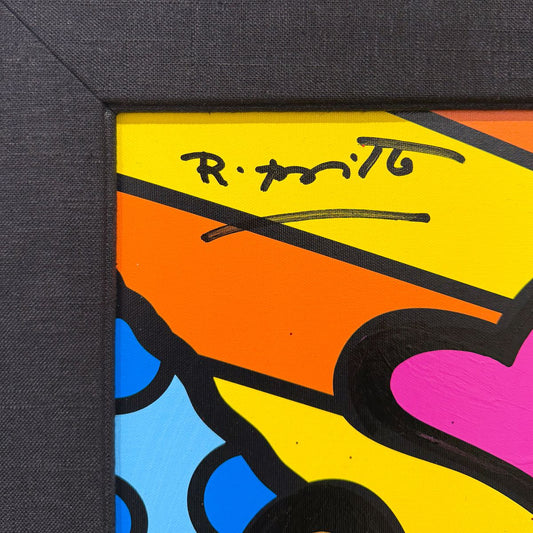 Romero Britto- Original Mixed Media on Canvas "Novo Dia"