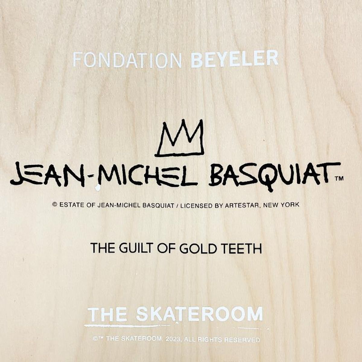 Jean-Michel Basquiat (1960-1988), "The Guilt of Gold Teeth, 1982" Framed Skateboard Triptych, Plate Signed with Letter of Authenticity.