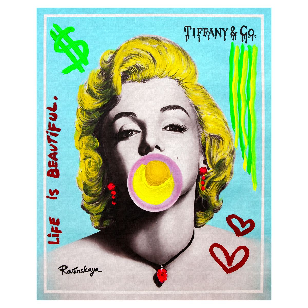 Nastya Rovenskaya- Mixed Media on Canvas "Bubble Gum"