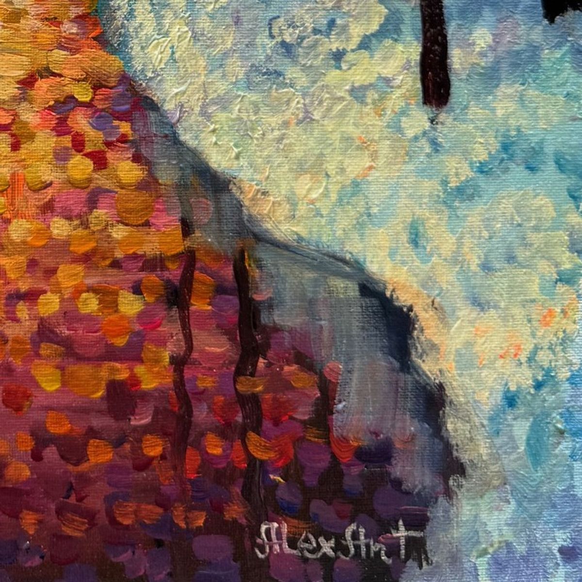 Alexander Antanenka, "Violet Sunset" Hand Signed Original Painting on Canvas with Letter of Authenticity.