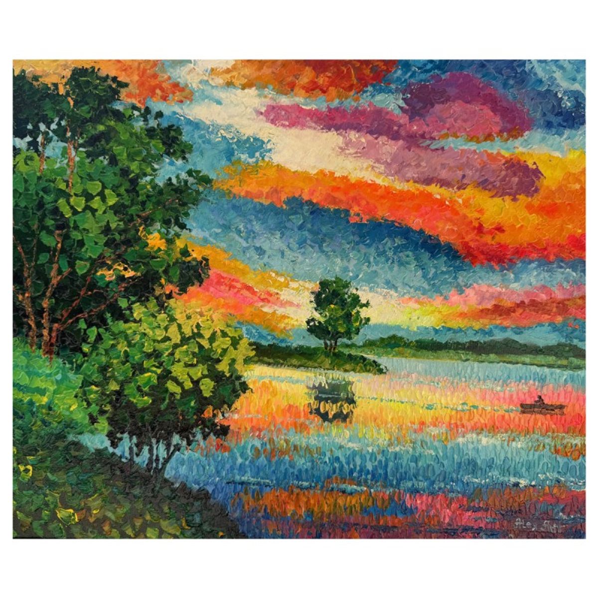 Alexander Antanenka, "Lost In The Sunset" Hand Signed Original Painting on Canvas with Letter of Authenticity.