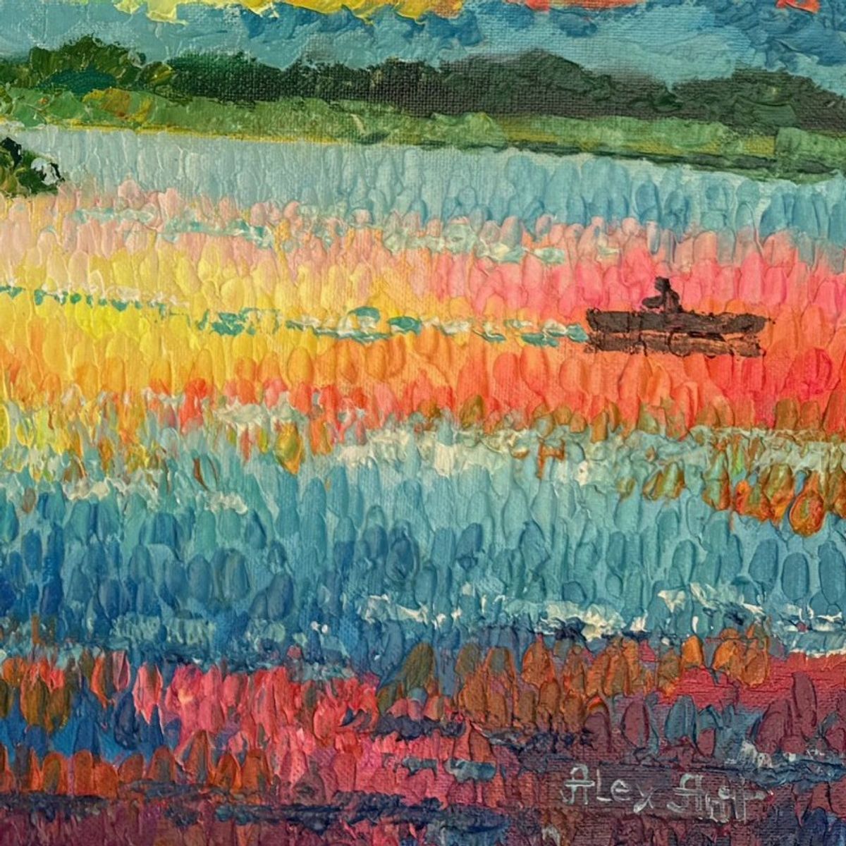 Alexander Antanenka, "Lost In The Sunset" Hand Signed Original Painting on Canvas with Letter of Authenticity.
