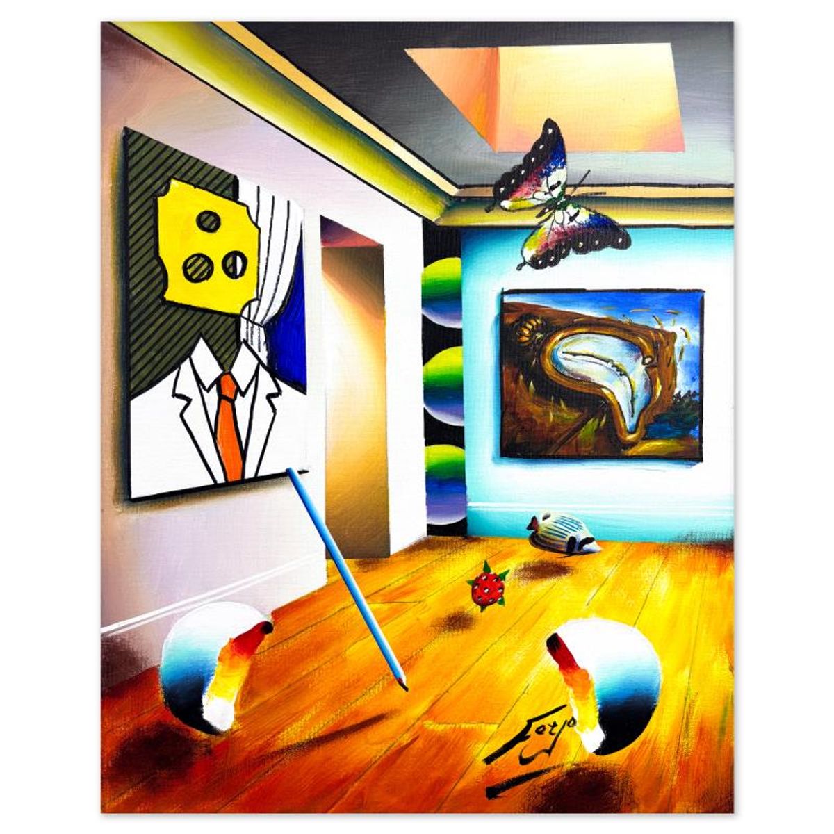 Ferjo, Hand Signed Original Painting on Canvas with Letter of Authenticity.
