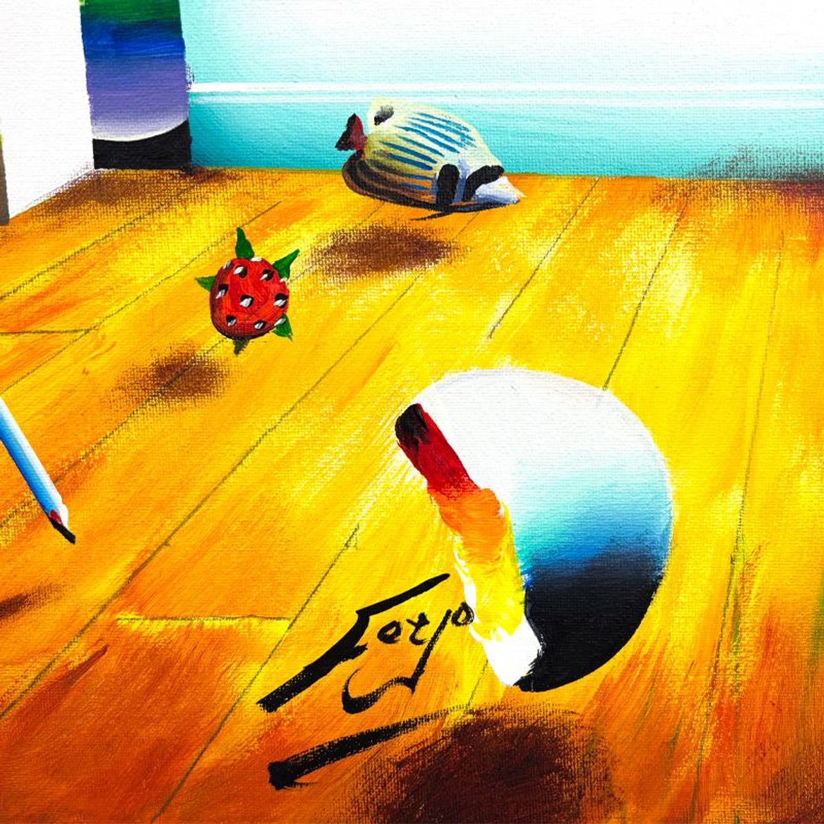 Ferjo, Hand Signed Original Painting on Canvas with Letter of Authenticity.